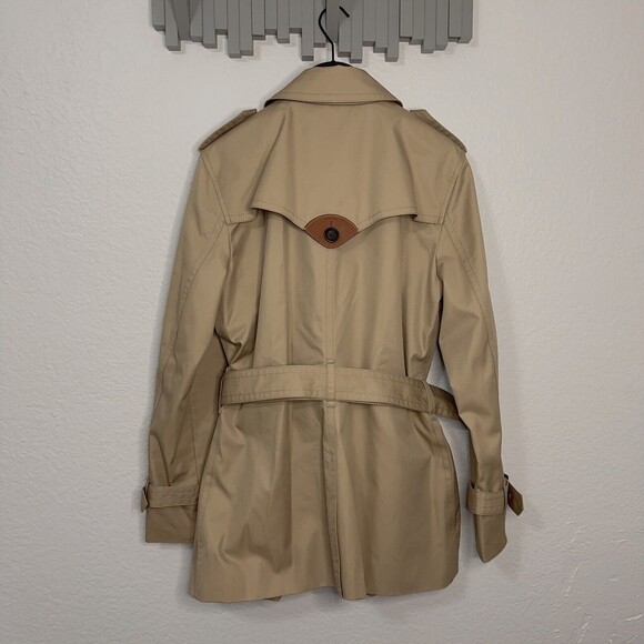 Coach 91472 Signature Lapel Short Trench Coat NWT Khaki Large - Picture 2 of 16